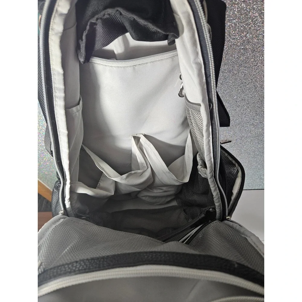 Itzy Ritzy Boss Backpack Diaper Bag Black Herringbone Vegan Leather Tassel - Picture 5 of 12